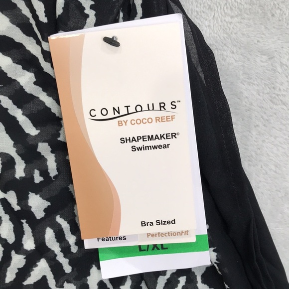 Coco Reef  Ideal Chiffon Caftan Cover Up Black & White L/XL New - Picture 2 of 8